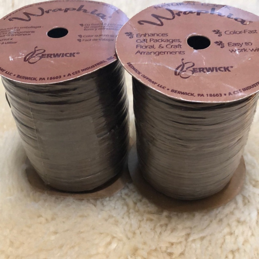 2 100 yard spools of chocolate brown raffia